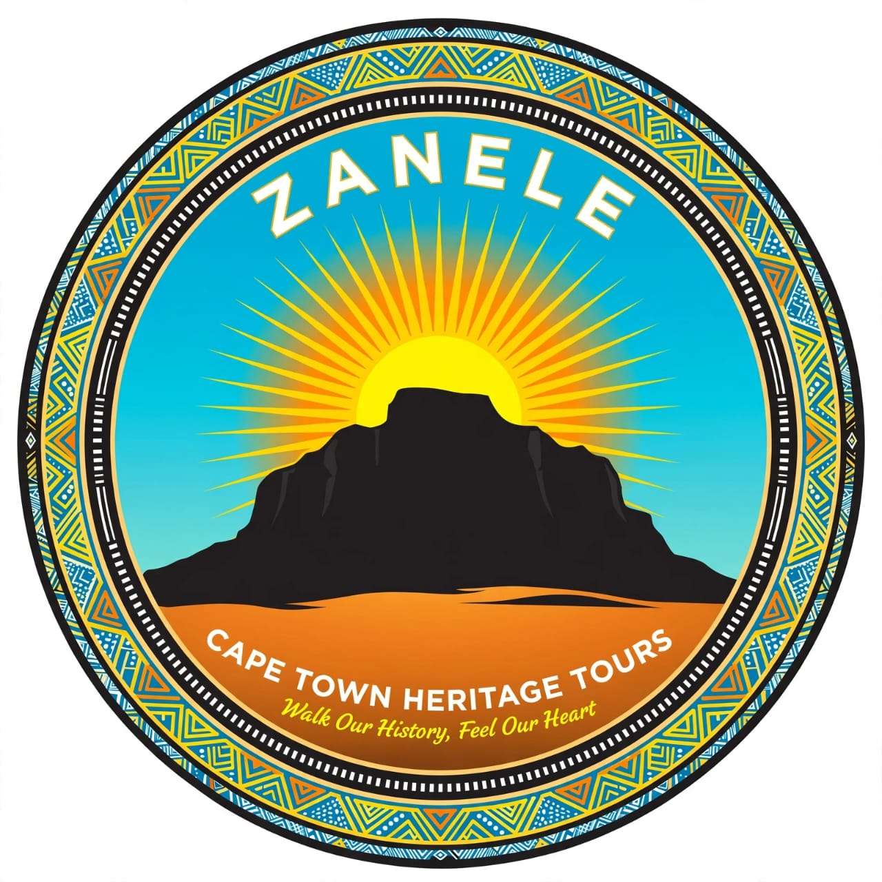 Zanele's Cape Town Heritage Tours logo — Table Mountain at sunrise